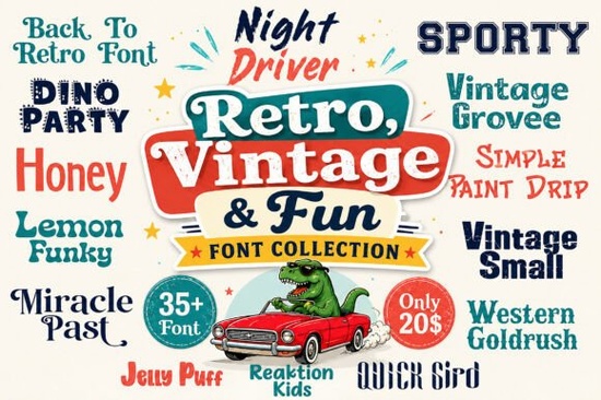 Retro, Vintage & Fun Collection Font